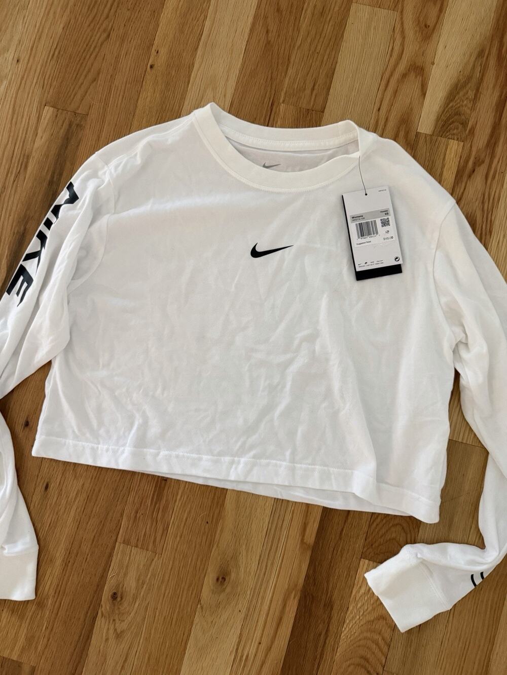 Nike Pro Cropped Long-Sleeve Top XS Loose Center Swoosh